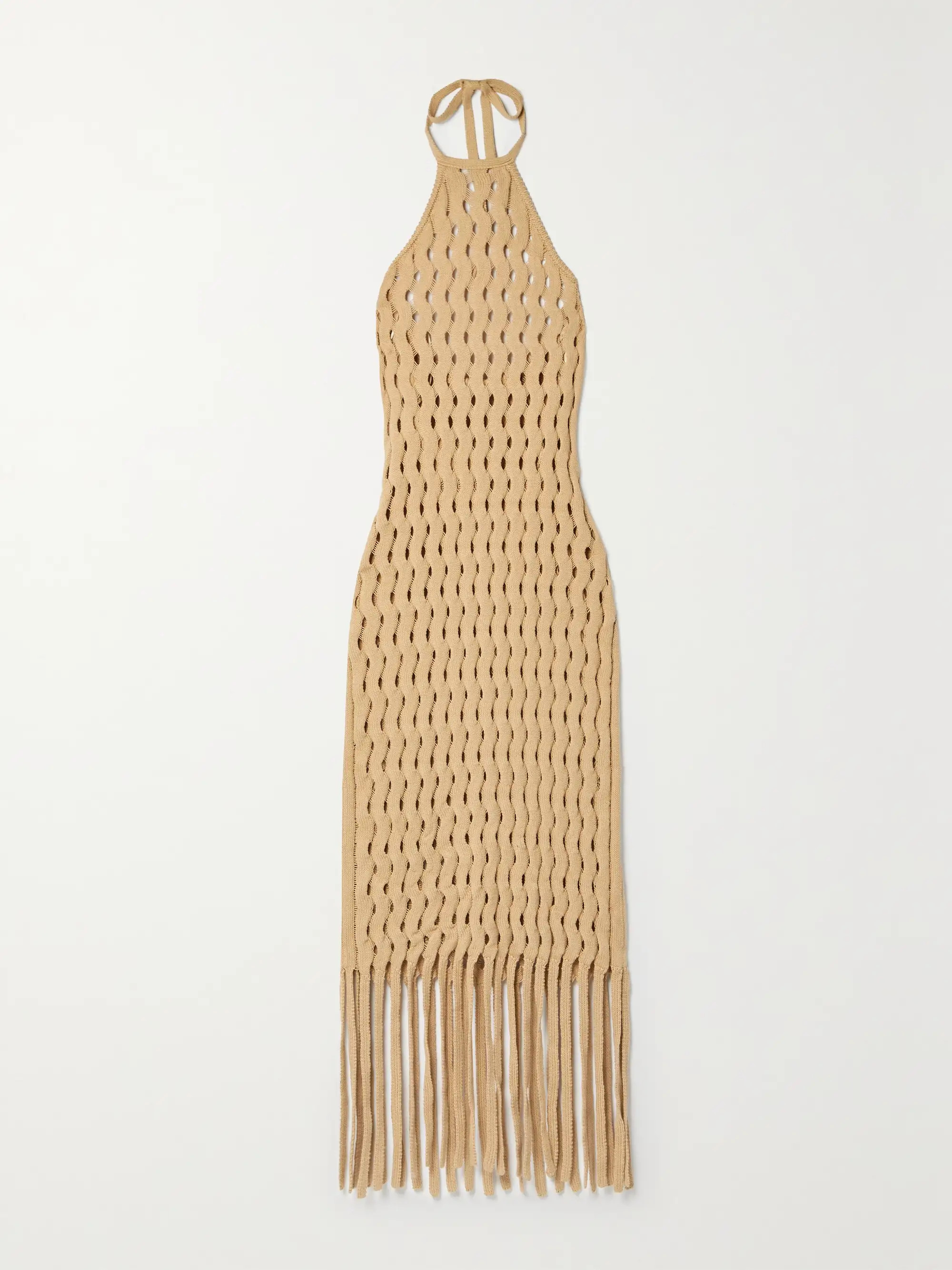 Rubi fringed open-knit cotton halterneck coverup | NET-A-PORTER (UK & EU)