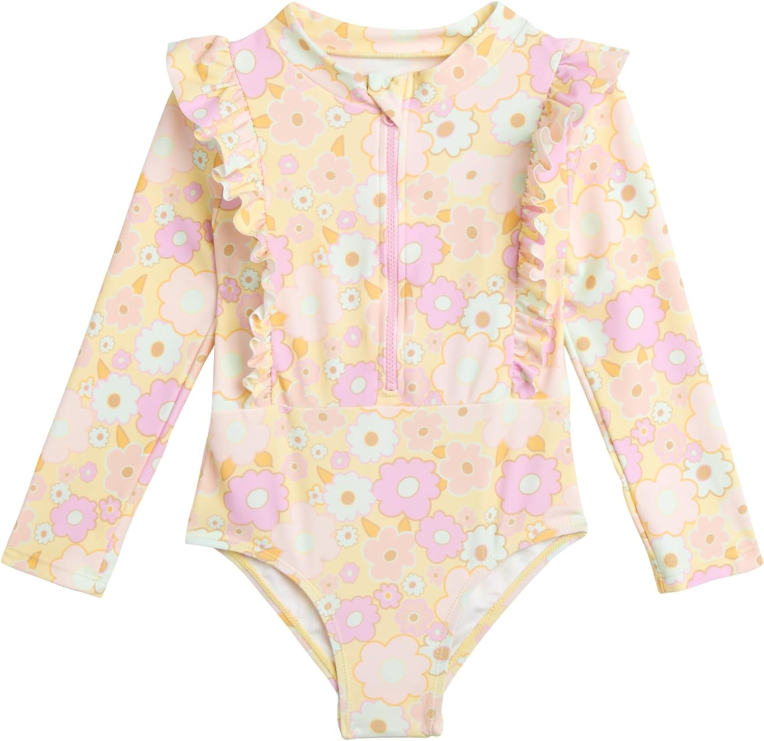 Jessica Simpson Baby Girls' Rash Guard Set - UPF 50+ Quick Dry Long Sleeve Quarter Zip One Piece ... | Walmart (US)