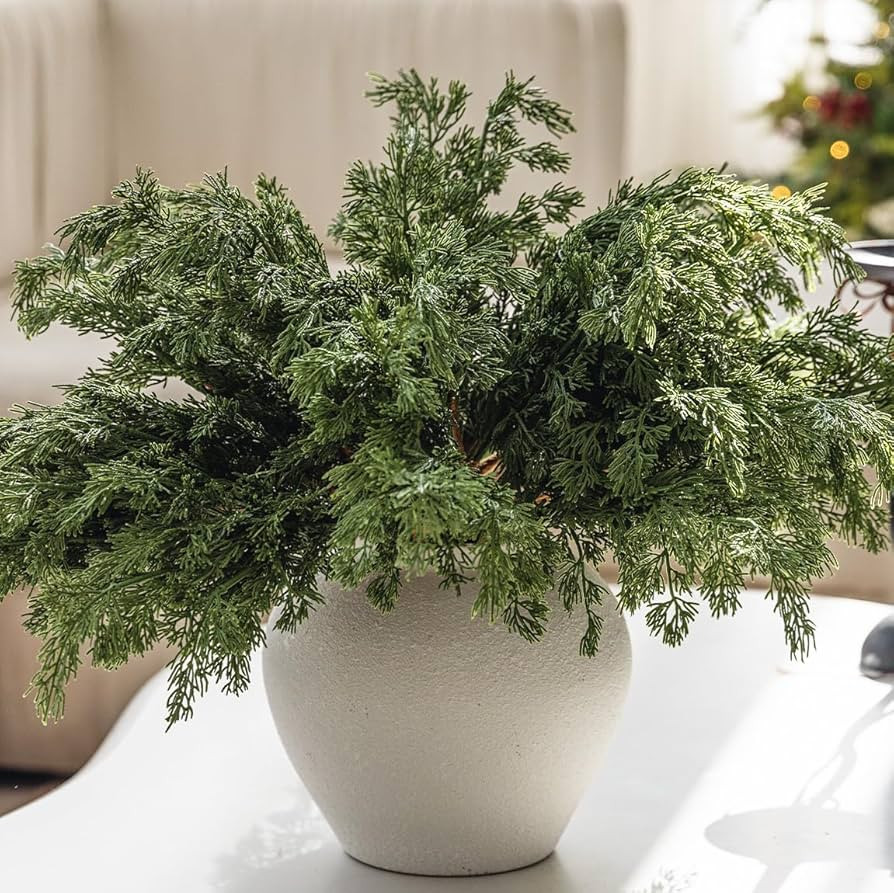 MISSPIN 12 Pcs 21.5 Inches Christmas Cedar Branches, Cedar Artificial Christmas Branches DIY Craf... | Amazon (US)