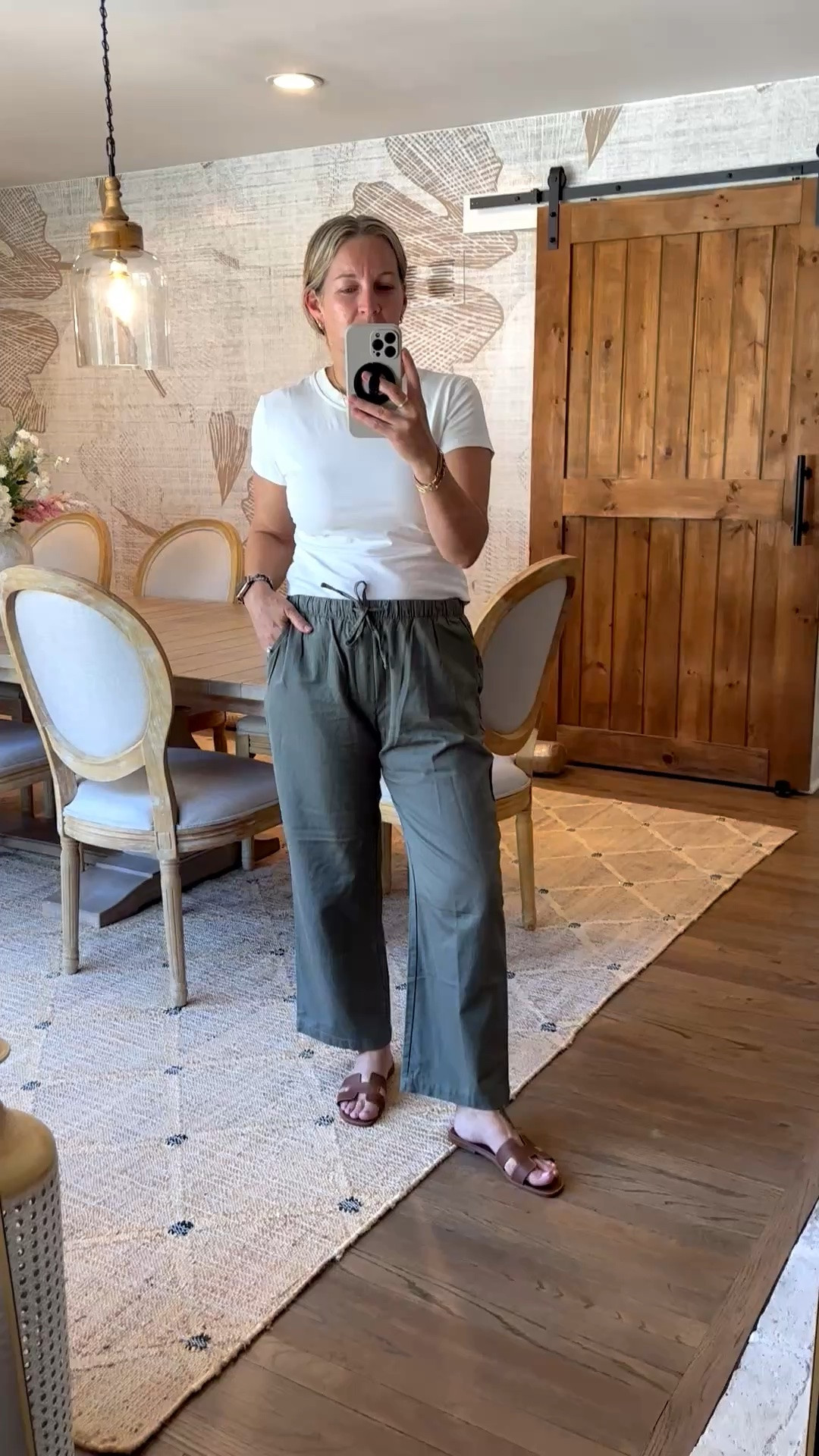 What I wore for my son’s doctor appt. Mediums in all! Mid rise drawstring cotton blend pants with pockets. Super cute rolled or left full length. T shirt has ruching on the sides to help with the fitted  look.

#LTKootd #LTKOver40 #LTKmomlife