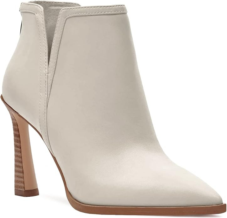 Juliet Holy Womens High Heel Booties Pointed Toe V Cut Back Zipper Short Dress Ankle Boots | Amazon (US)