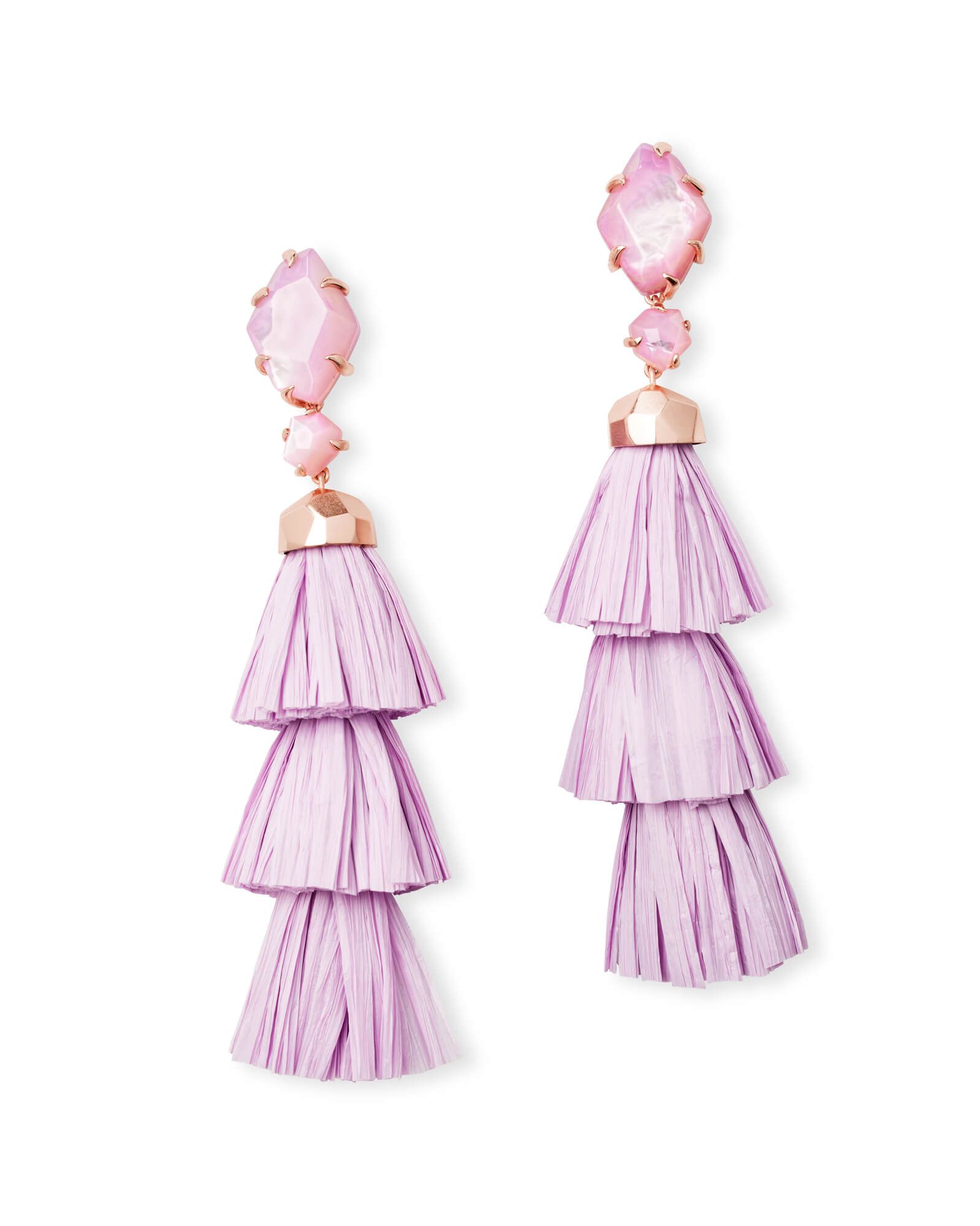 Denise Rose Gold Statement Earrings In Lilac Mother of Pearl | Kendra Scott