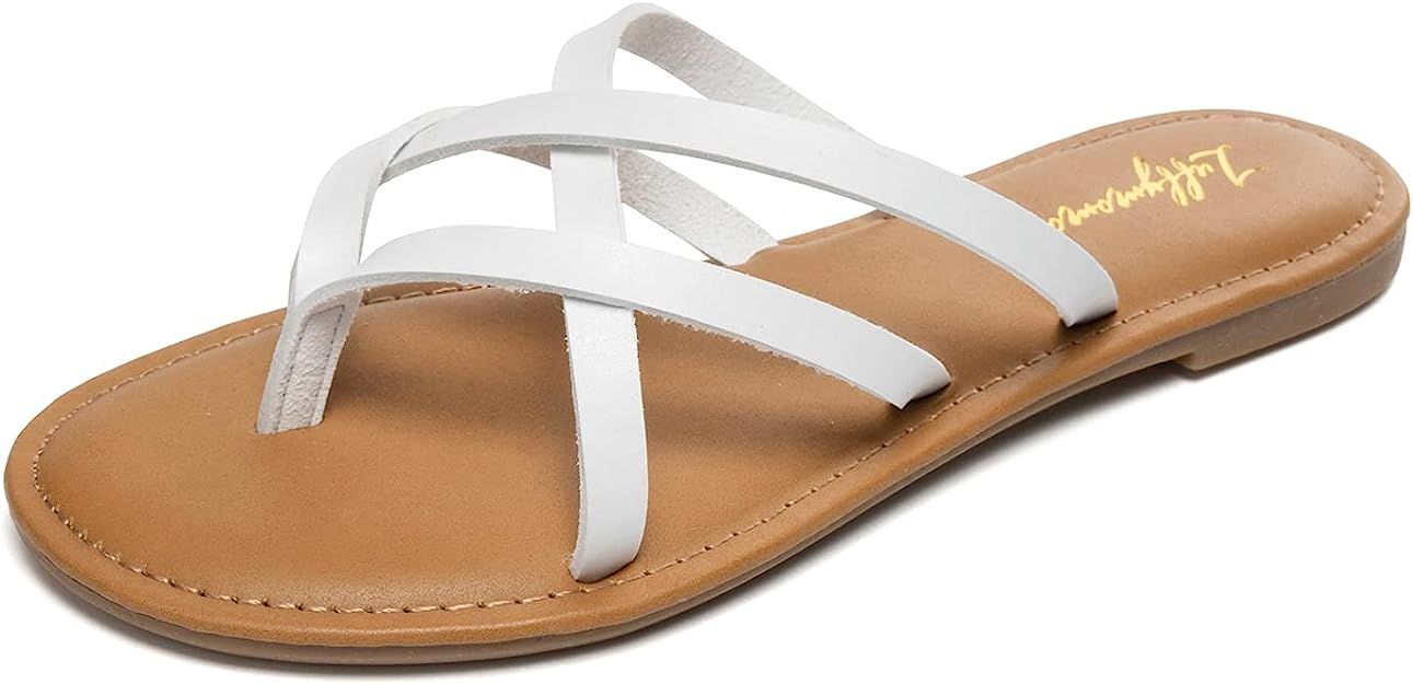 Luffymomo Women's Elastic Strap Flat Sandals Casual Summer Open Toe Sandal | Amazon (US)