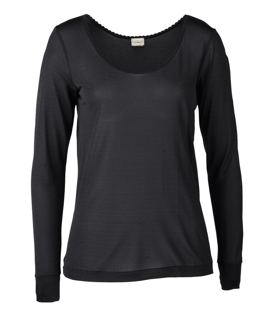 Women's Silk Pointelle, Long-Sleeve Scoopneck | L.L. Bean