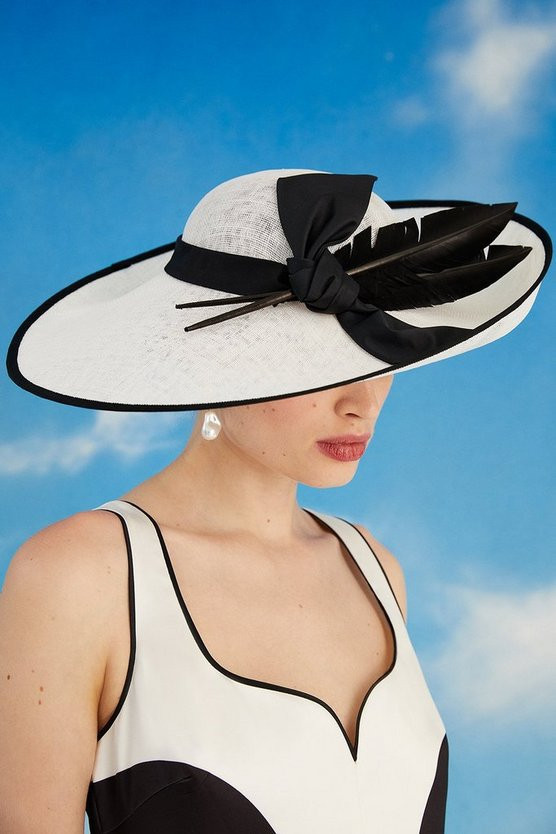 Lisa Tan Ombre Feather And Bow Detail Wide Brim Hat | Coast UK & IE