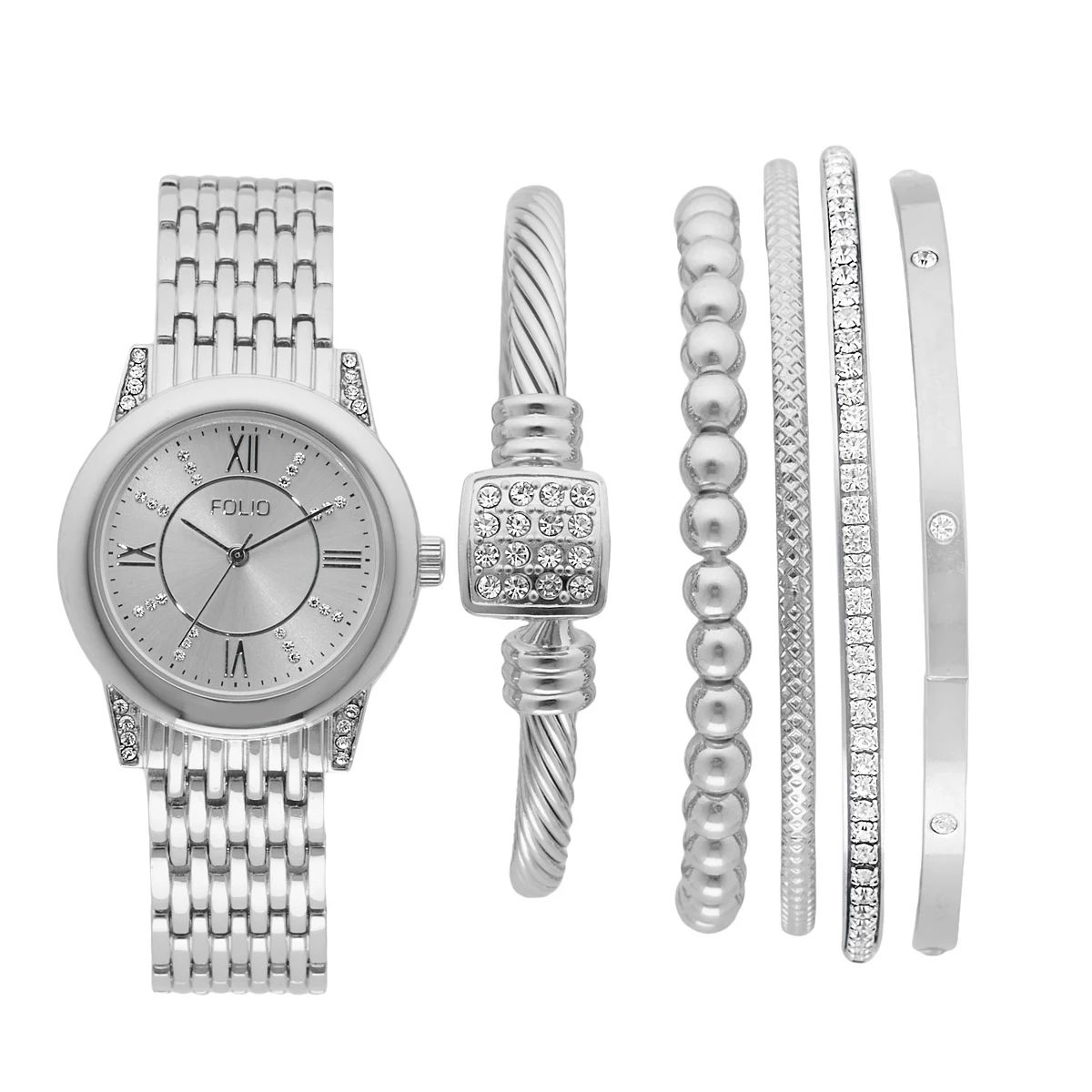 Folio Women's Crystal Watch & Bracelet Set | Kohl's