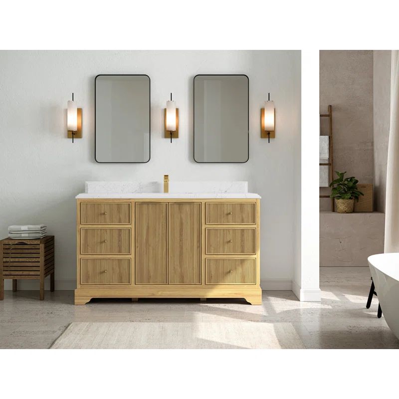 60'' Single Bathroom Vanity with Quartz Top | Wayfair North America
