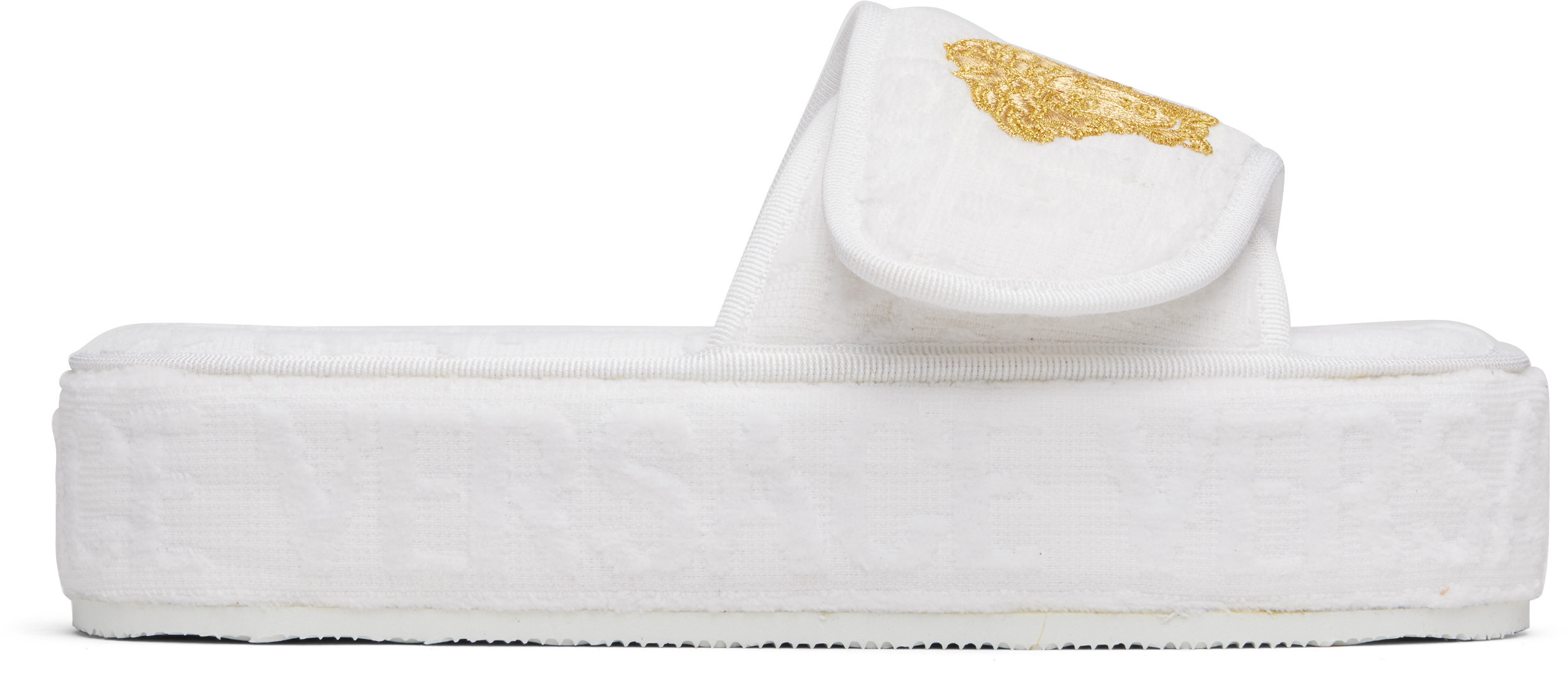 Versace White 'Versace Allover' Slippers | SSENSE