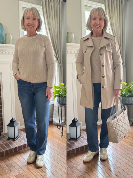 A nice neutral look for a rainy spring day.✨💐 
My jeans are old but I’ve linked you to a similar pair. My tote is also no longer available so I’ve linked you to other great options  

#LTKmidsize #LTKover40 #LTKstyletip