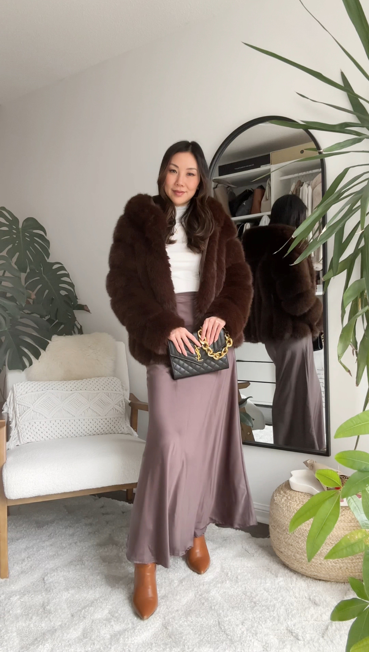 Glamorous Date Night Look—Elevate your evening style with this luxe combo: a stunning faux fur coat layered over a sleek satin maxi skirt for the ultimate chic vibe. I paired it with high boots, a timeless Saint Laurent clutch, and gold jewelry to complete the look. Perfect for a romantic night out or any occasion that calls for a touch of glam. Shop this elegant date night outfit now! 🖤✨ #DateNightOutfit #EffortlessGlam #ChicAndStylish #EveningWear #LuxuryStyle

#LTKWedding #LTKParties #LTKItBag