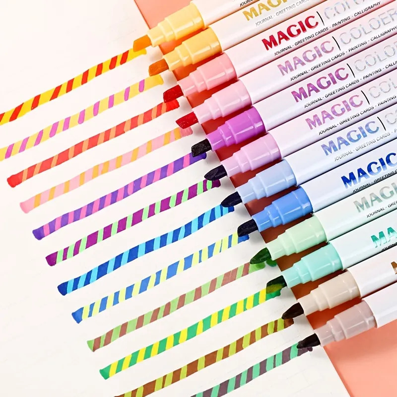 12pcs Set Magic Color Changing Highlighter Set Double Tip Chisel Tip 12 Soft Colors Fluorescent M... | Temu Affiliate Program