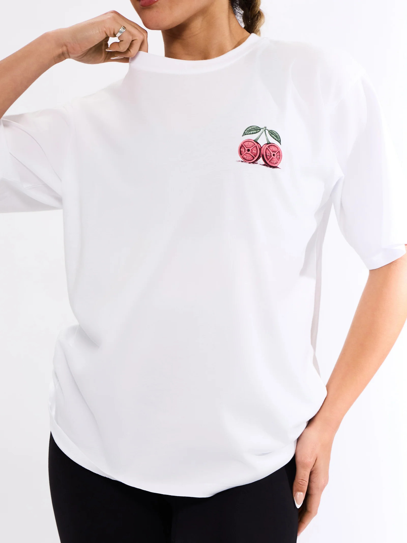 Cherry Weight Short Sleeve Tee - White | Buffbunny Collection