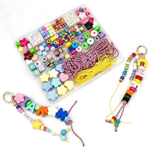 328 PCS Bead Bag Charm Kit for Girls, 40pcs Big Chunky A-Z Keychain Making Kit with Colorful Heart Star Flower Letter Bag Beads DIY Key Chain Charm Supplies for Women and Boys | Amazon (US)