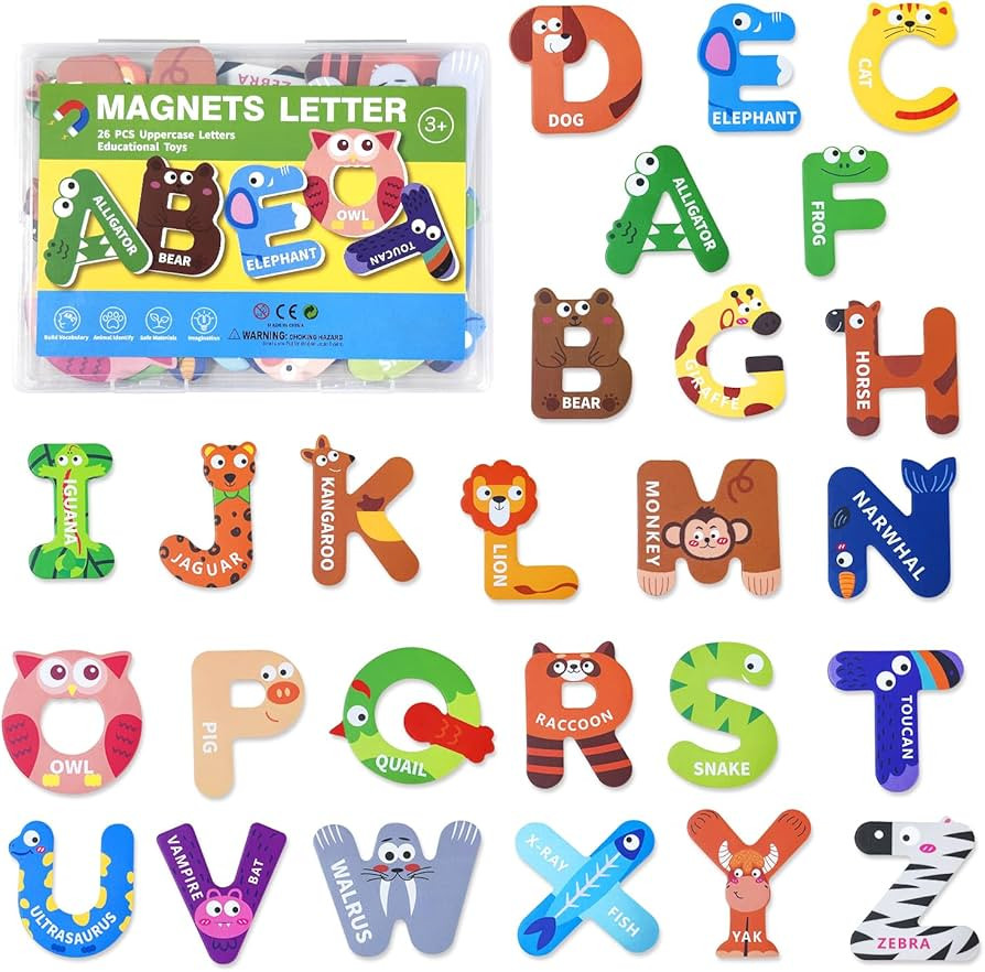 Magnetic Alphabet Letters for Toddlers & Kids - 26 Colorful Animal-Themed Fridge Magnets for Earl... | Amazon (US)