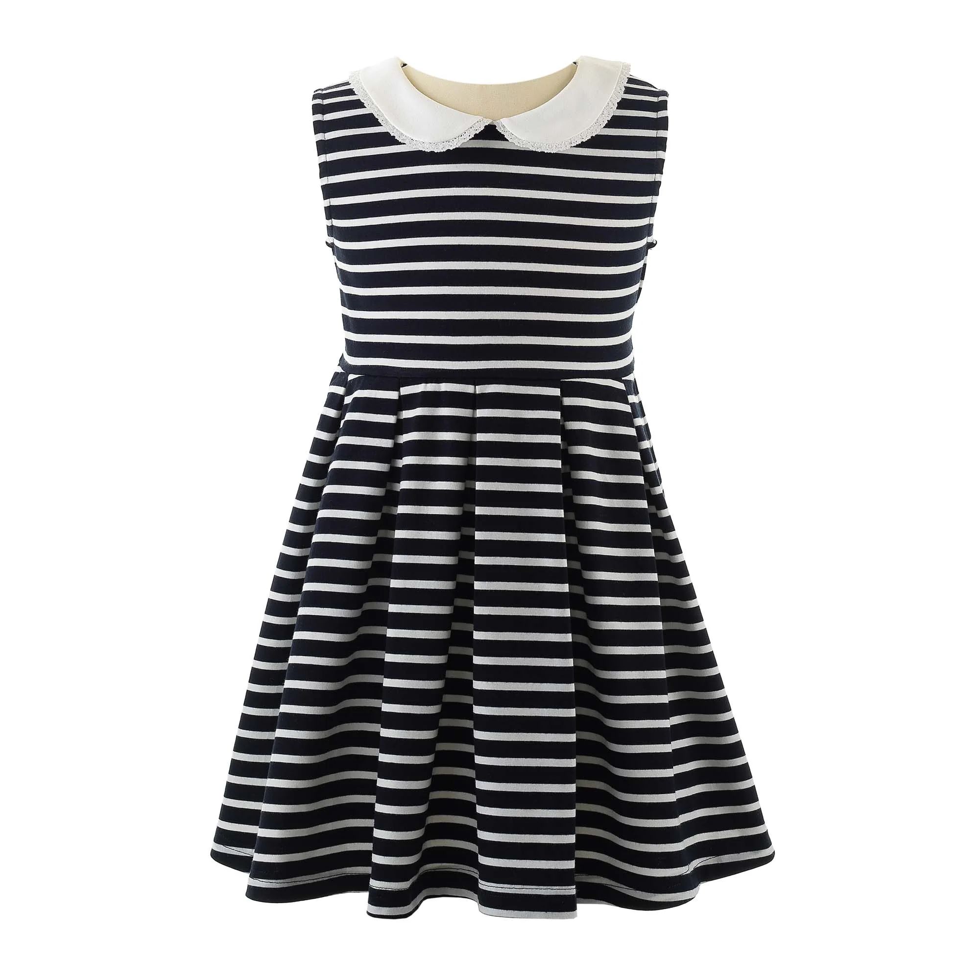 Navy Breton Striped Jersey Dress | Rachel Riley