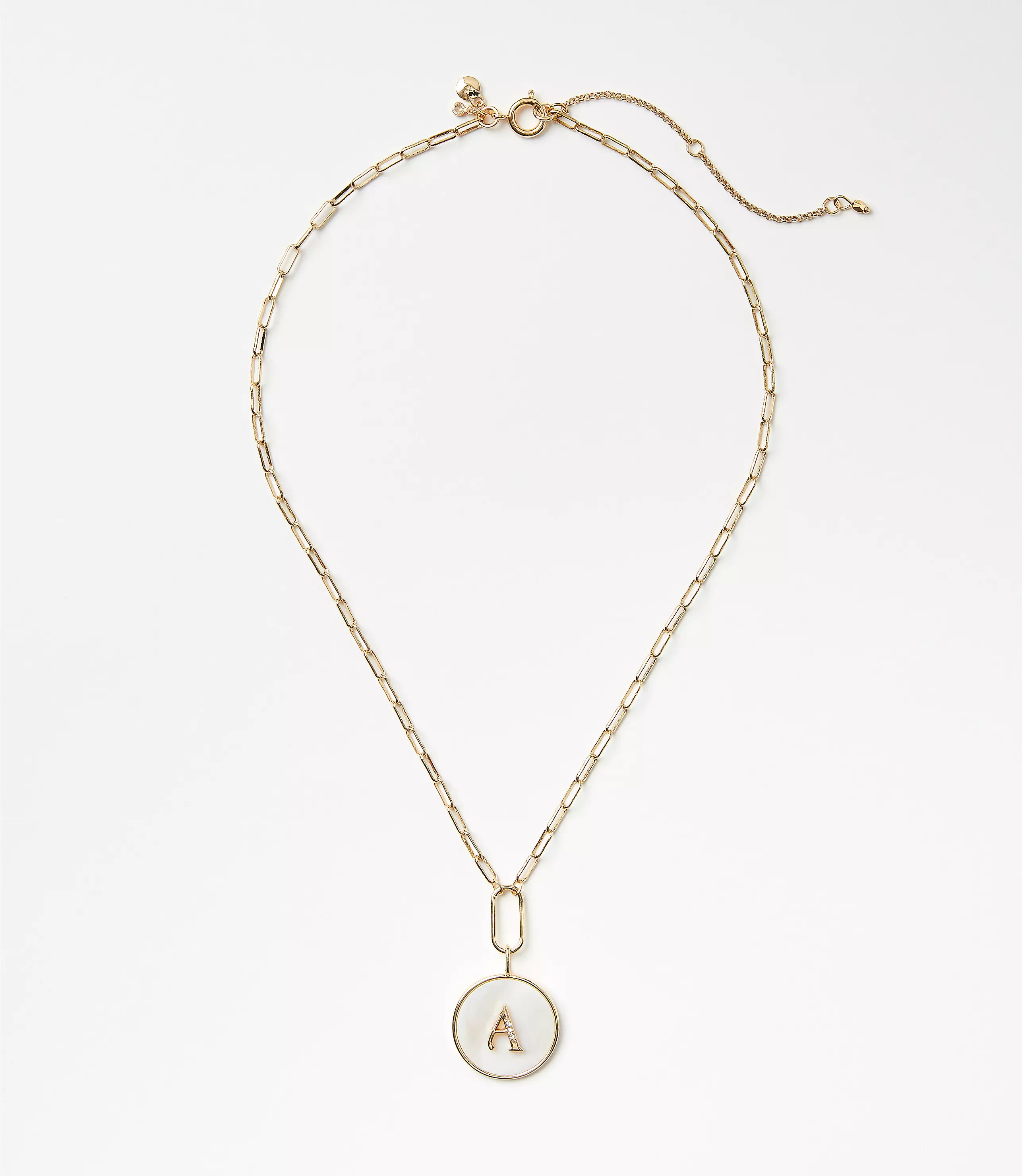 Pave Mother Of Pearl Initial Coin Necklace | LOFT