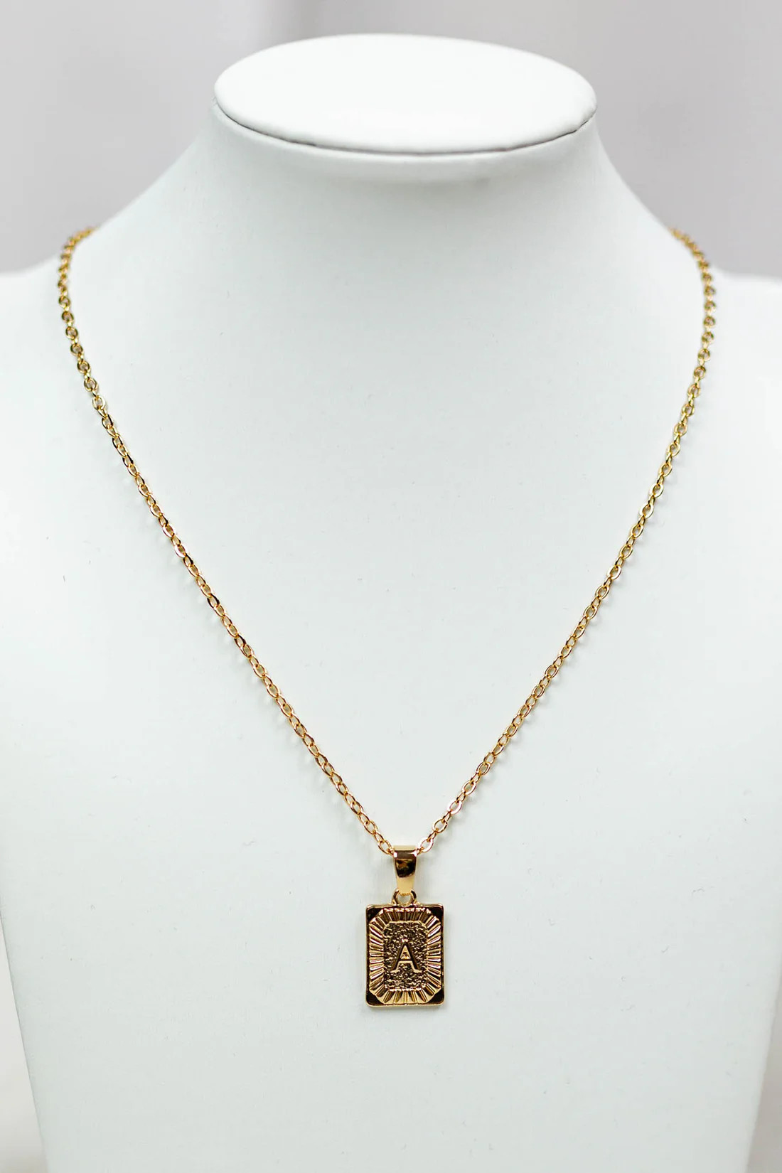 Rectangle Initial Necklace, VARIOUS | Jaxe + Grace Boutique