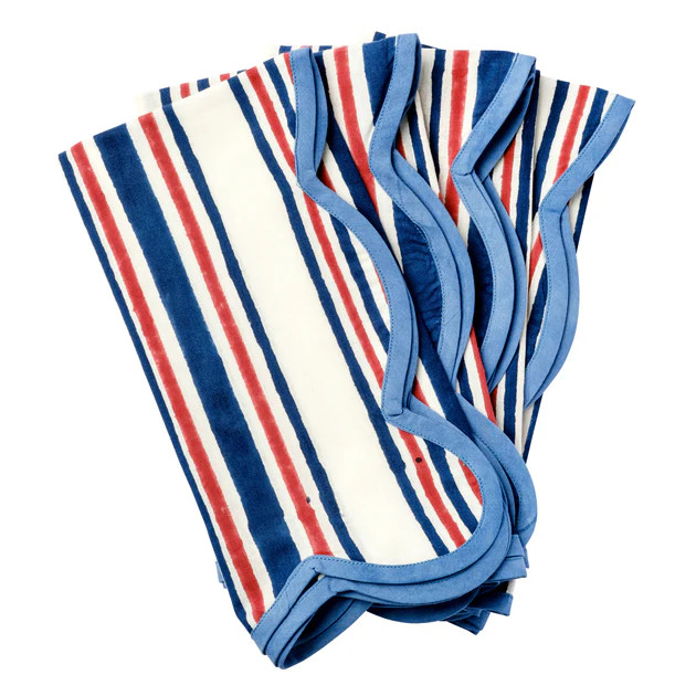 Americana Stripe Scallop Napkins | Cailini Coastal