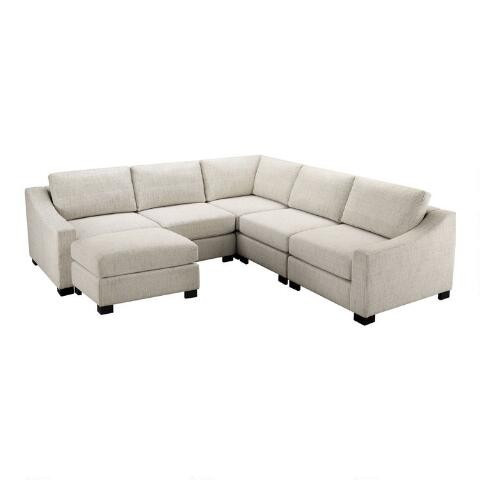 Cream Slope Arm Hayes 6 Piece Square Modular Sectional Sofa | World Market