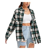 Zontroldy Plaid Flannel Shirts for Women Oversized Long Sleeve Button Down Buffalo Plaid Shirt Bl... | Amazon (US)