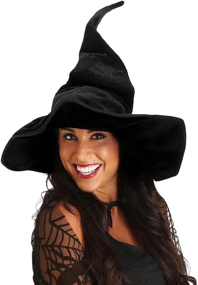 Large Black Wicked Witch Hat for Women,Halloween Witch Cap Cosplay Costume Accessory for Party Fa... | Amazon (US)