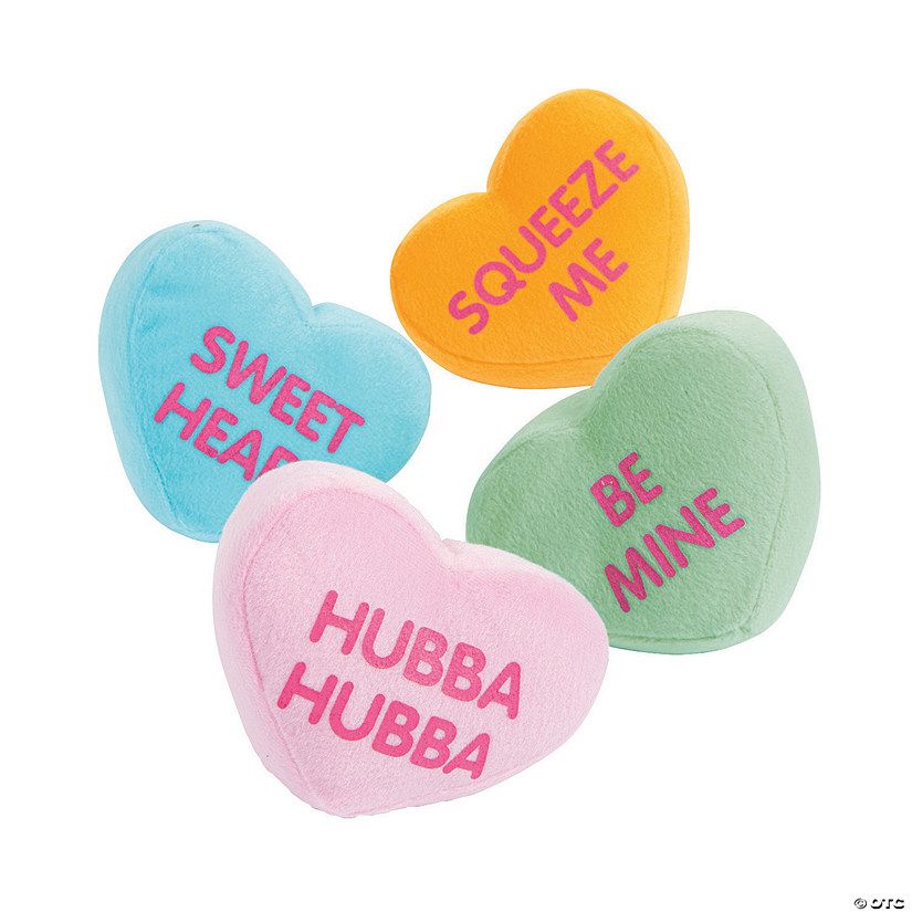 Mini Valentine’s Day Stuffed Conversation Hearts - 12 Pc. | Oriental Trading Company