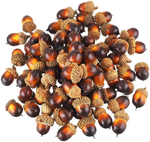 Pangda 60 Pack Artificial Acorns Lifelike with Acorn Cap Simulation Small Acorn for DIY Crafting, We | Amazon (US)