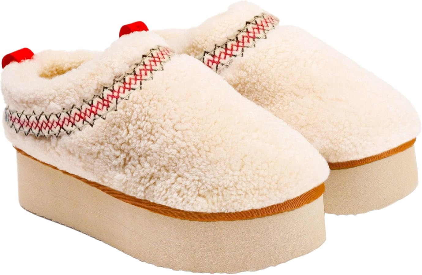 Platform Slippers for Women Mini Boots Plush Fleece Lining Fuzzy Slippers Slip on Short Ankle Com... | Amazon (US)