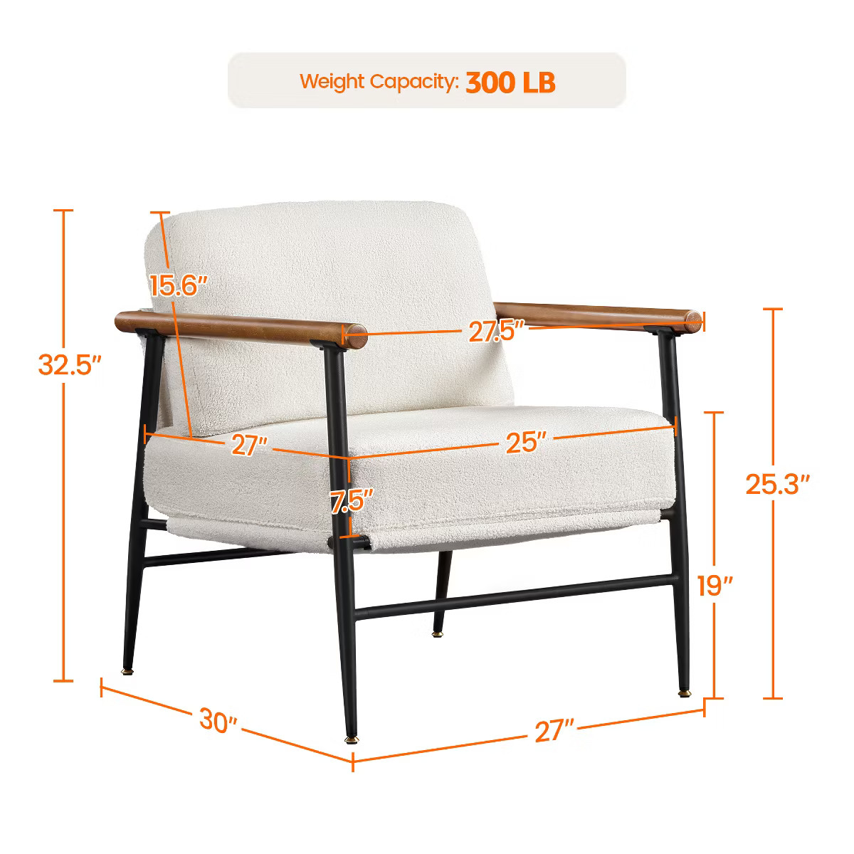 Yaheetech Mid-century Accent Chair Reading Chair for Living Room, Bedroom Ivory | Target