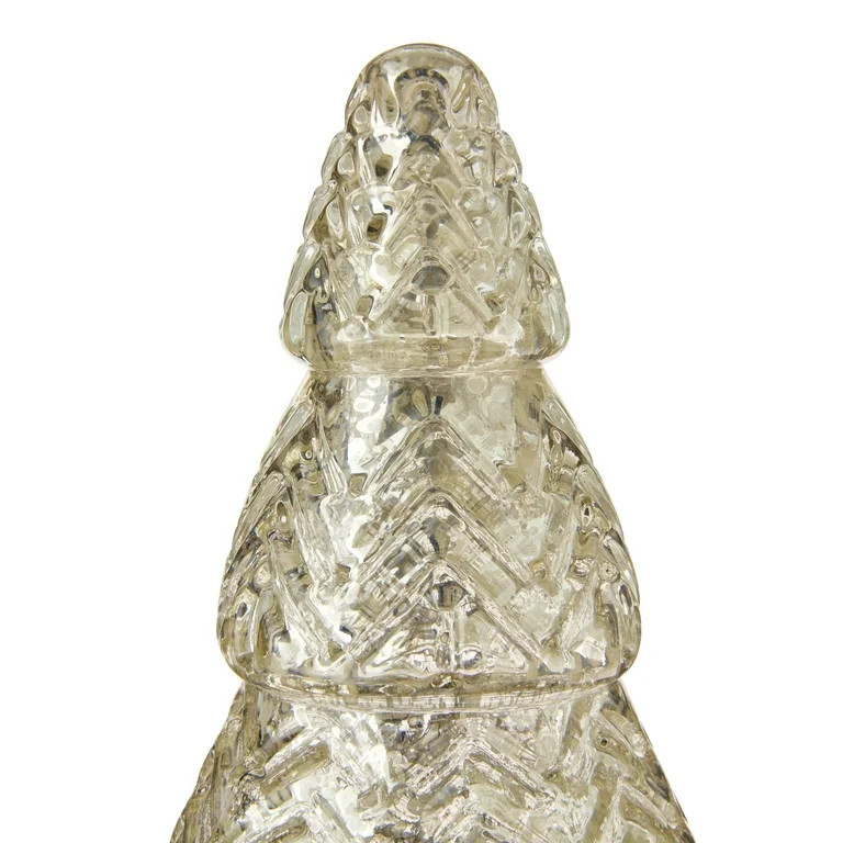 Decoración de Mesa de Árbol de Navidad Acanalado de Vidrio, Plateado, 9,3", de My Texas House -... | Walmart (US)