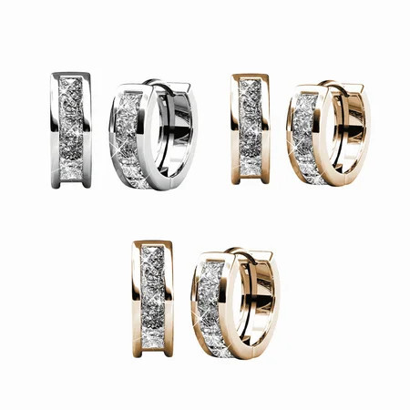 Cate & Chloe Pack of 3 - Giselle 18k Gold Plated 15mm Hoop Earrings with Swarovski Crystals for Women | Walmart (US)