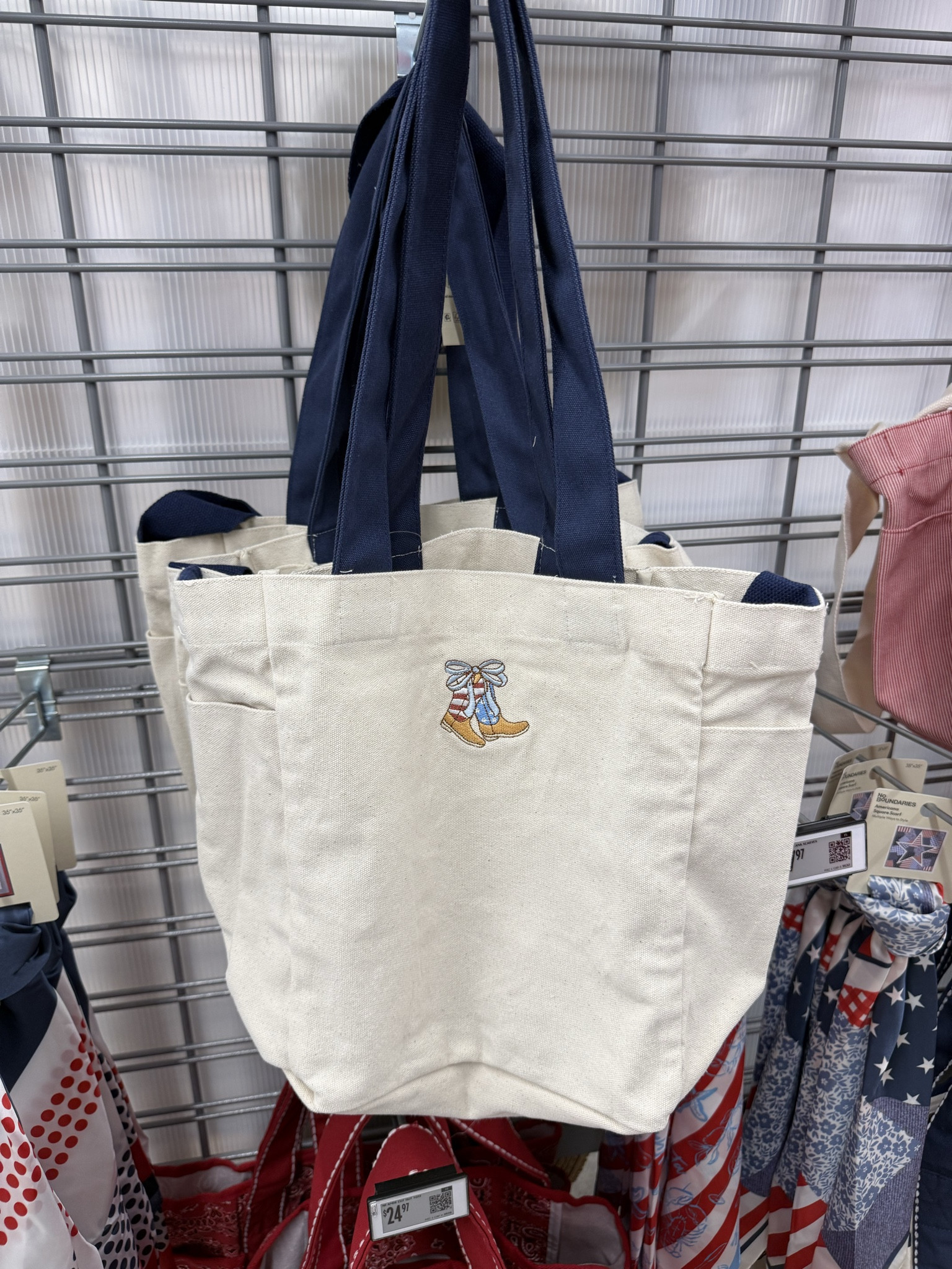 Walmart
New arrivals 
Summer gear 
Purse
Bag
Tote
Hat
Patriotic gear 
Western wear 
Western style 