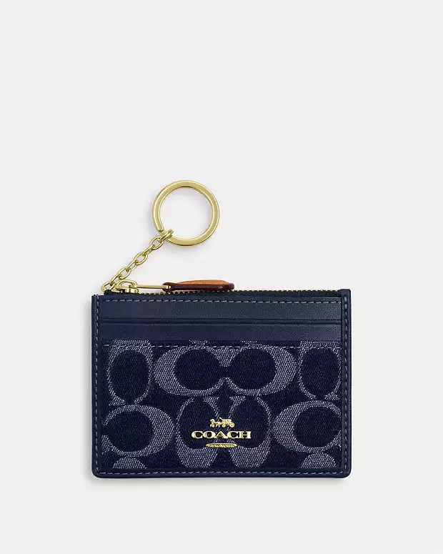 Mini Skinny Id Case In Signature Denim | Coach Outlet US