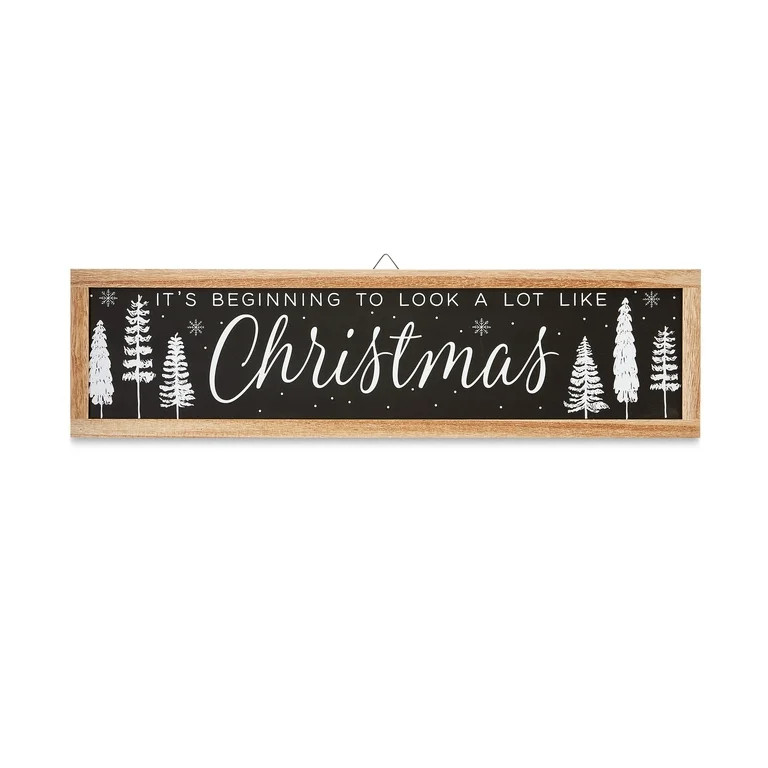 Beginning to Look Christmas Hanging Black and White Sign, by Holiday Time,14" - Walmart.com | Walmart (US)