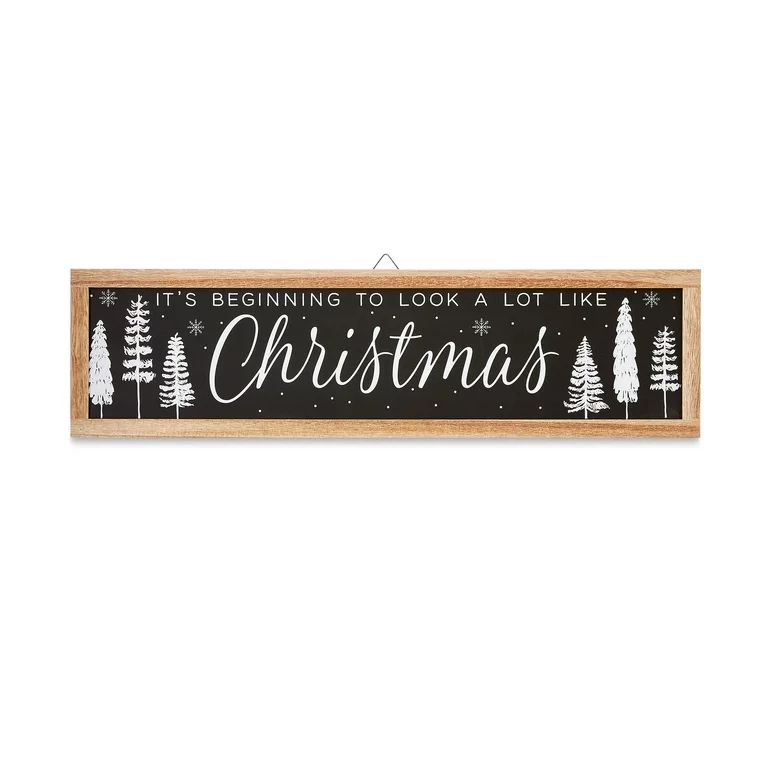Beginning to Look Christmas Hanging Black and White Sign, by Holiday Time,14" | Walmart (US)