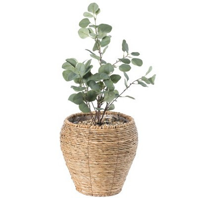Vintiquewise Woven Round Flower Pot Planter Basket with Leak-Proof Plastic Lining - Medium | Target