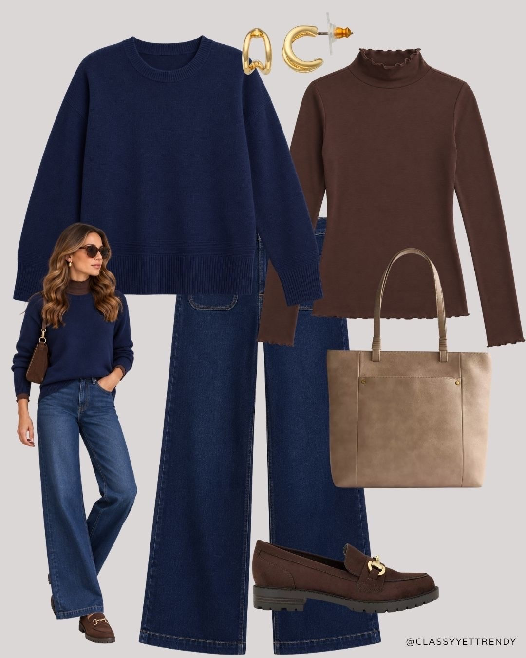 Modern Heritage Autumn Neutrals Capsule: 12 Tops, Bottoms, Layers and Shoes, many outfits! ✔️ Create several looks with classic and timeless staples - including wide-leg jeans, white shirt, navy sweater, mock neck top - elevated with just a few seasonal gems like an argyle cardigan, plaid blazer and heeled boots.🍂 Effortless, versatile, and polished!🤎 Which outfit is your favorite? 

#fallstyle #autumnvibes #autumnoutfit #browntones #capsulewardrobe