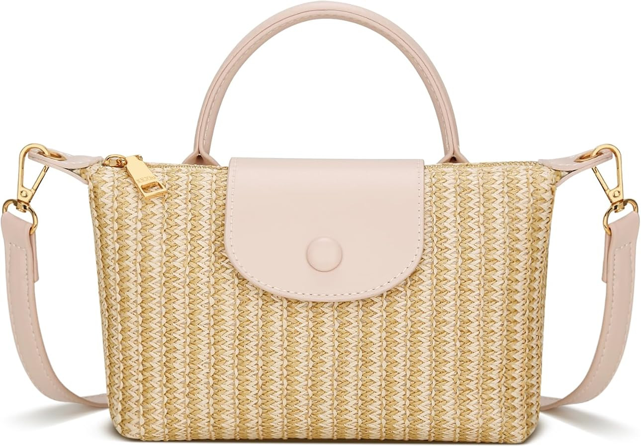 KKXIU Mini Top Handle Purse for Women Small Summer Straw Beach Crossbody Bags for Lady Handbags | Amazon (US)