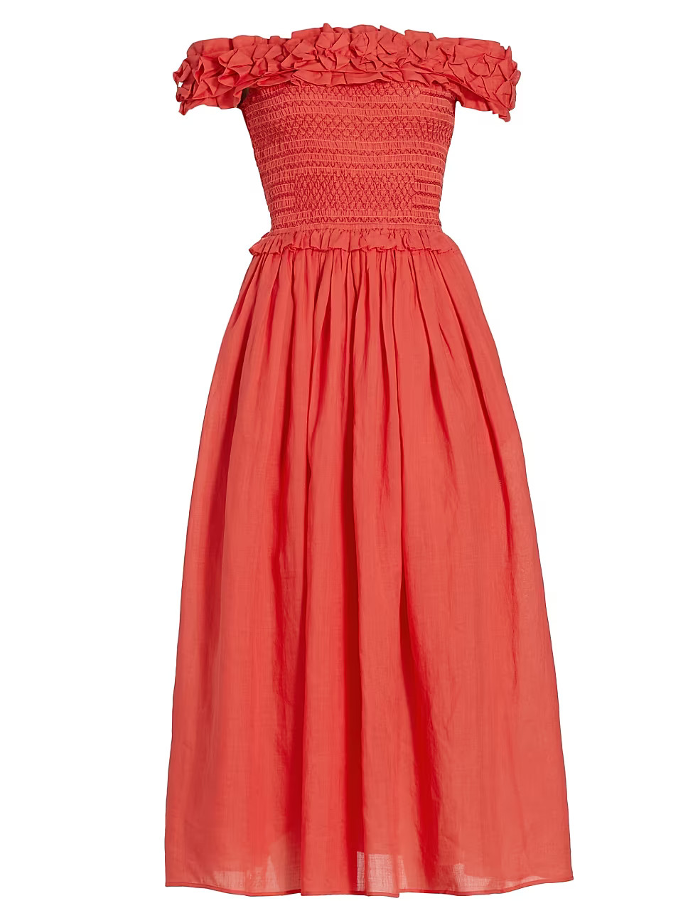 Frida Ruffled Off-The-Shoulder Midi-Dress | Saks Fifth Avenue