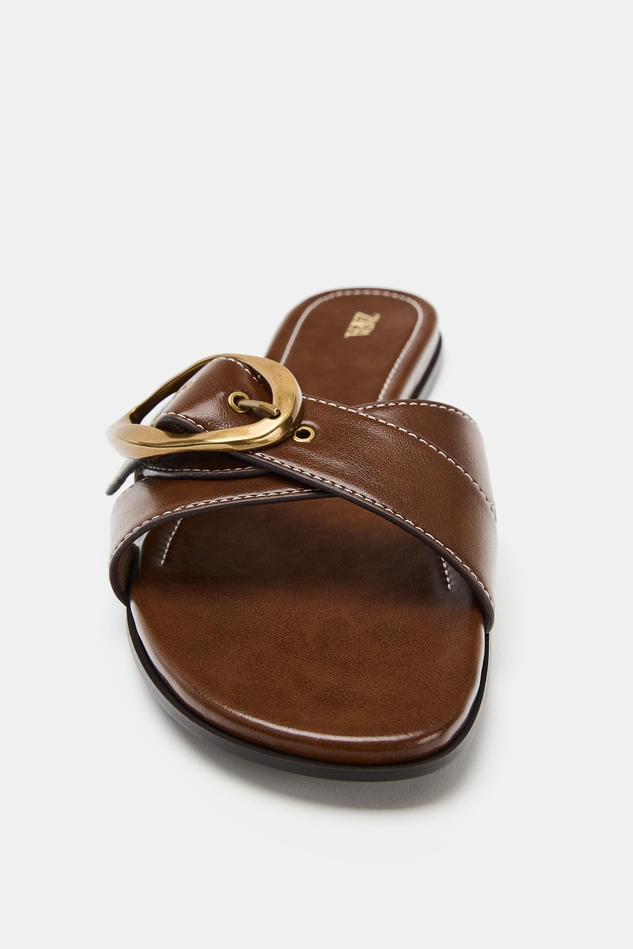 FLAT SANDALS WITH BUCKLE | Zara US