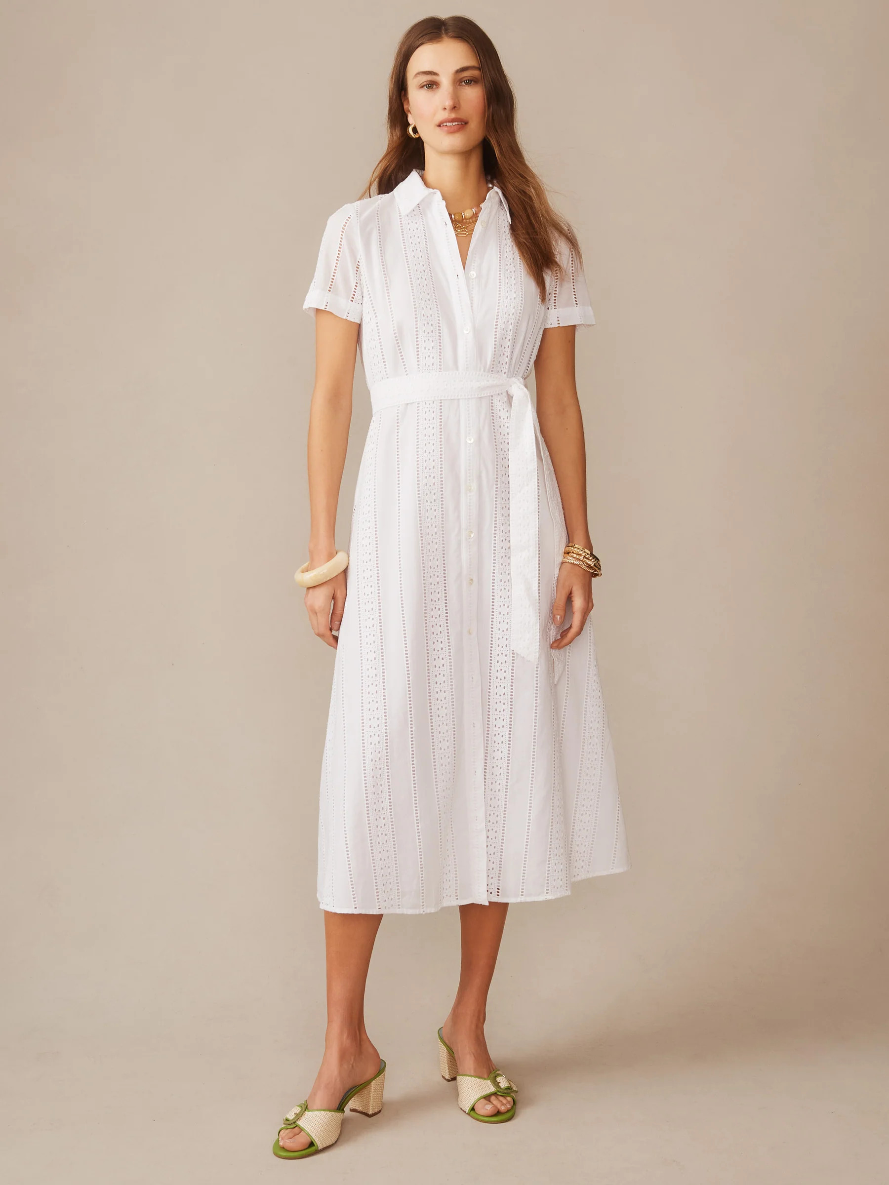 White Eyelet Kalinda Dress | Women's Dresses | J.McLaughlin | J.McLaughlin