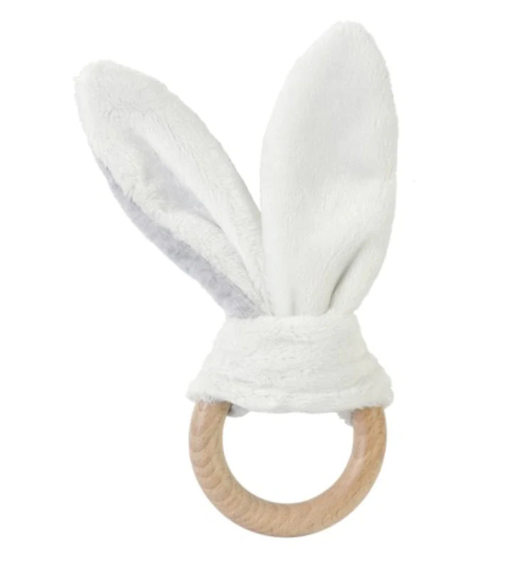Bunny Wooden Teether (Grey) by Happy Horse | Newcastle Classics