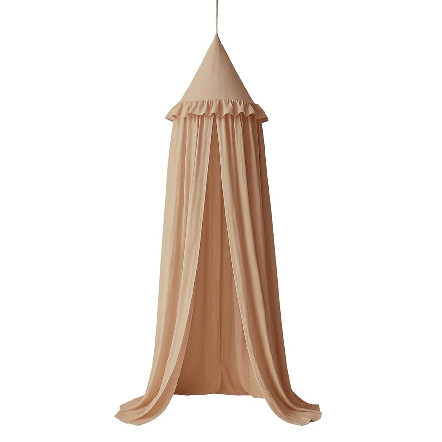 Wonder Space Kids Bed Canopy with Ruffles, Pastel Neutral Color for Boys & Girls, Frilled Cotton ... | Amazon (US)