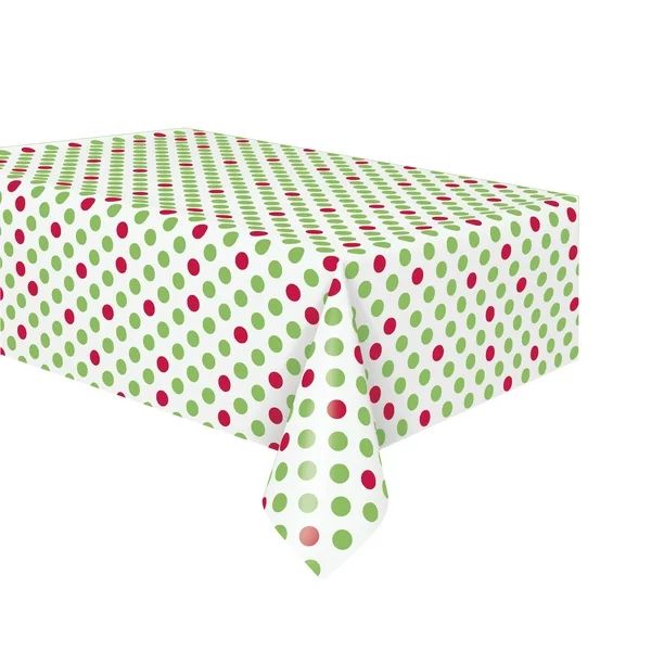 Unique Red and Green Polka Dot Christmas Plastic Tablecloth, 108 x 54 in, Red and Green, 1ct - Wa... | Walmart (US)