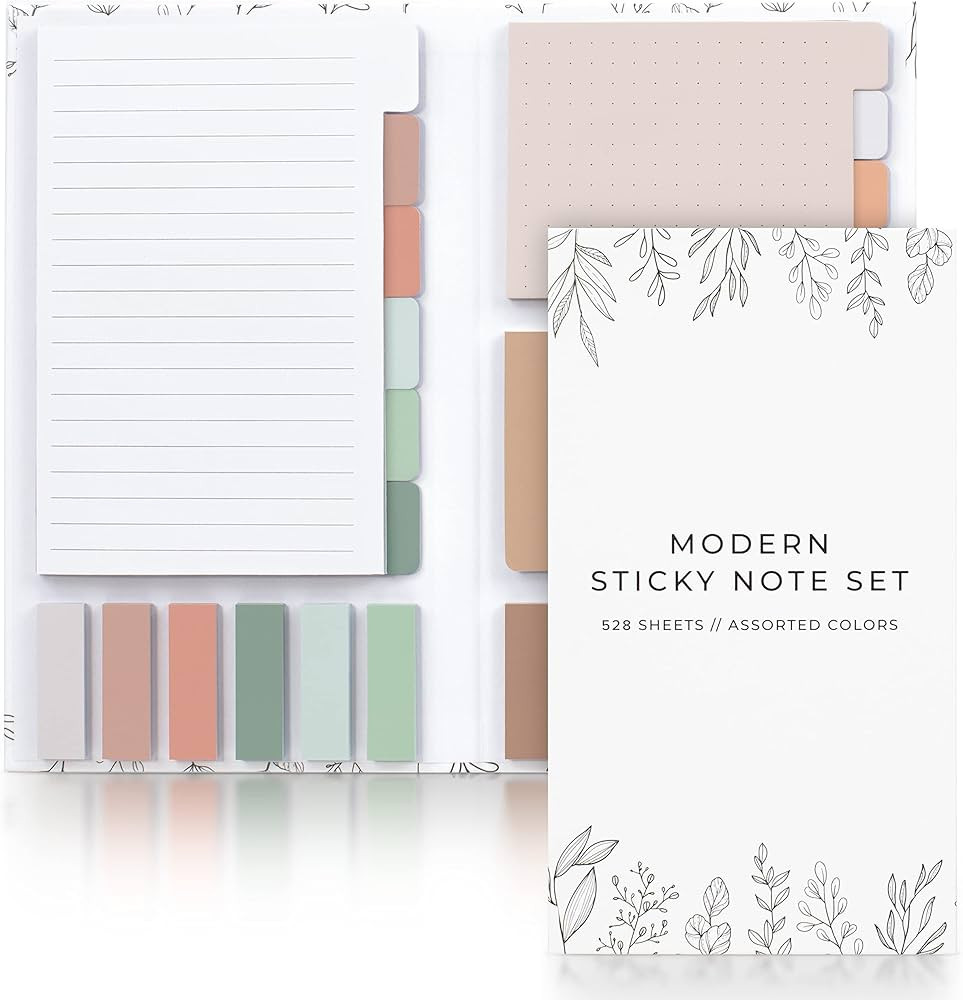 Aesthetic Pastel Sticky Notes Set of 528 with Tabs - Incl. Sturdy Cover to Keep Your Notes Safe &... | Amazon (US)