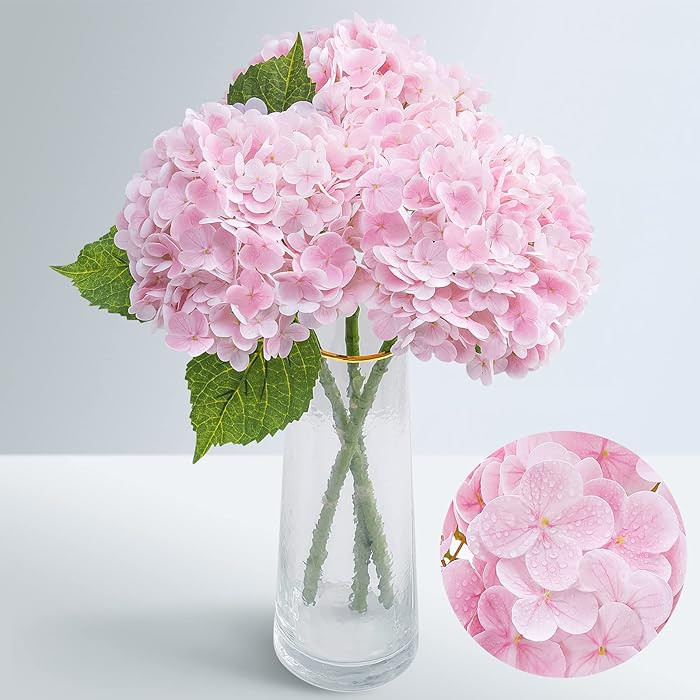 Waipfaru 21" Real Touch Hydrangea Artificial Flowers with Long Stem & Leaves, Full Latex Faux Hyd... | Amazon (US)