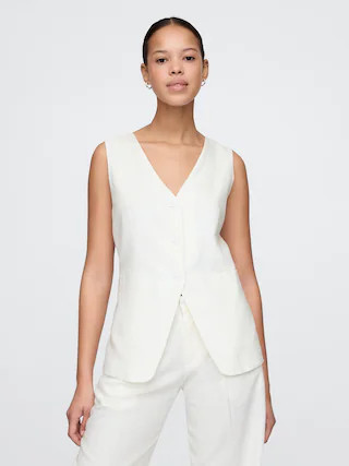 Linen-Blend Longline Vest | Gap (CA)