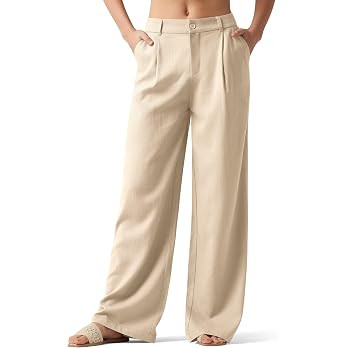 Willit Women's Linen Pants Wide Leg Work Dress Pants Casual Slacks Business Pants with Pockets | Amazon (US)