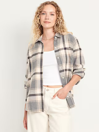 Flannel Boyfriend Button-Down Shirt | Old Navy (US)