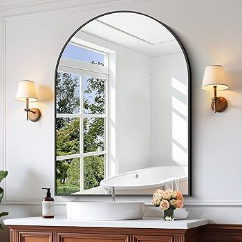 CIRCUMI Arched Wall Mirror, 36"x48" Black Arched Mirror with Tempered Glass, Metal Frame, Large S... | Amazon (US)